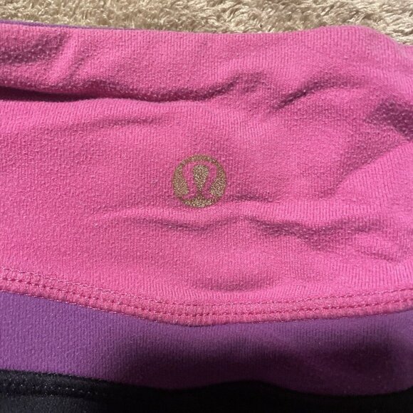 Lululemon Leggings Womens Sz 8 M Black Athletic Yoga Capri Stretch Cropped Pink - Picture 2 of 6